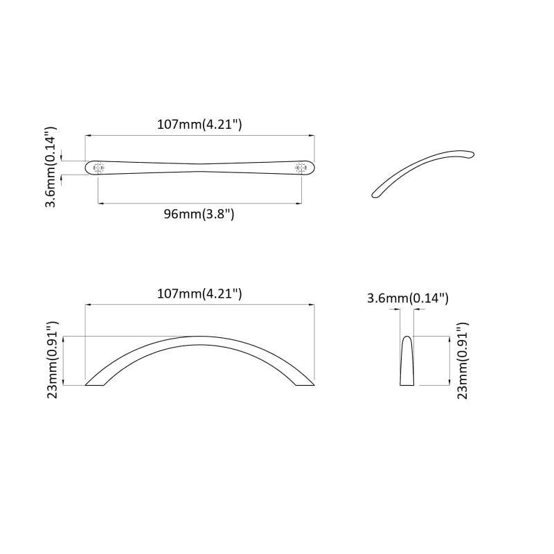 Uchwyt 12 pcs Srebrny 107 x 3.6 x 23 mm Stal nierdzewna