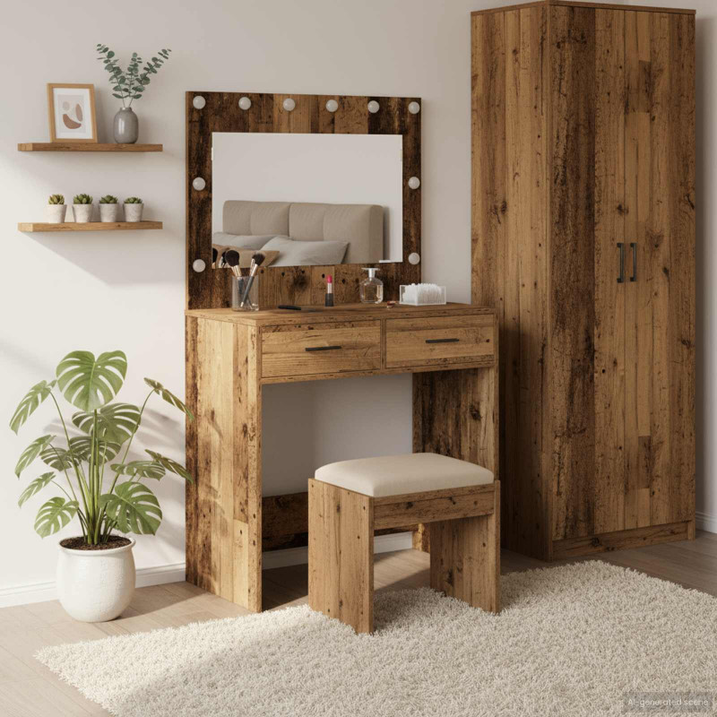 Toaletka z szufladą Z lustrem Stare drewno 78,5 x 41 x 135 cm