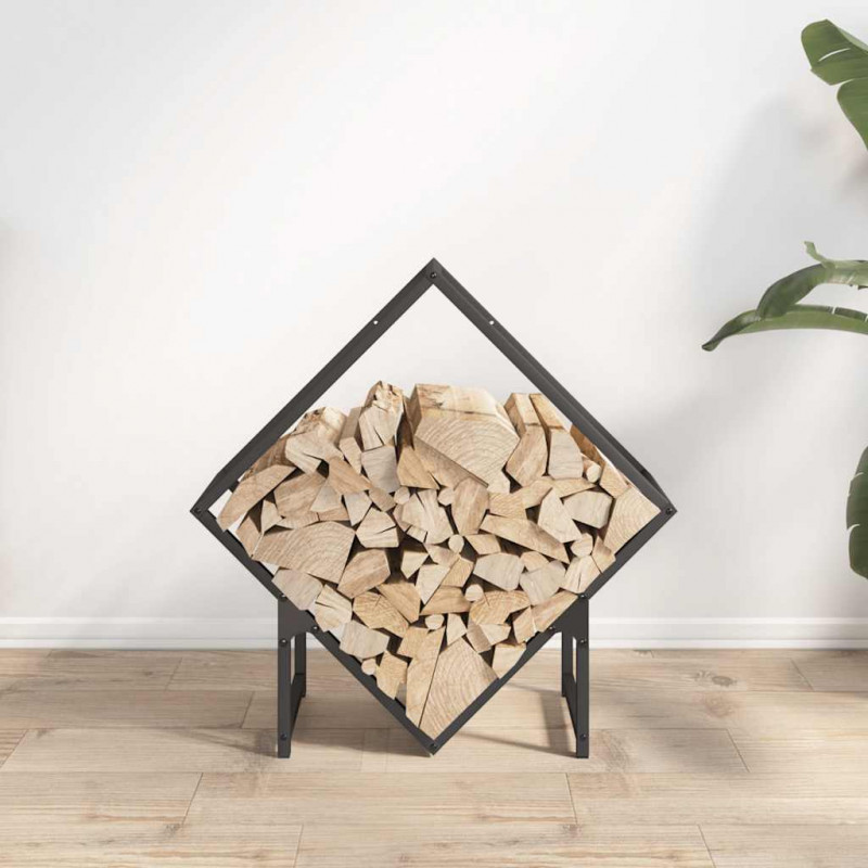 Stojak na drewno opałowe czarny 60x25x60 cm