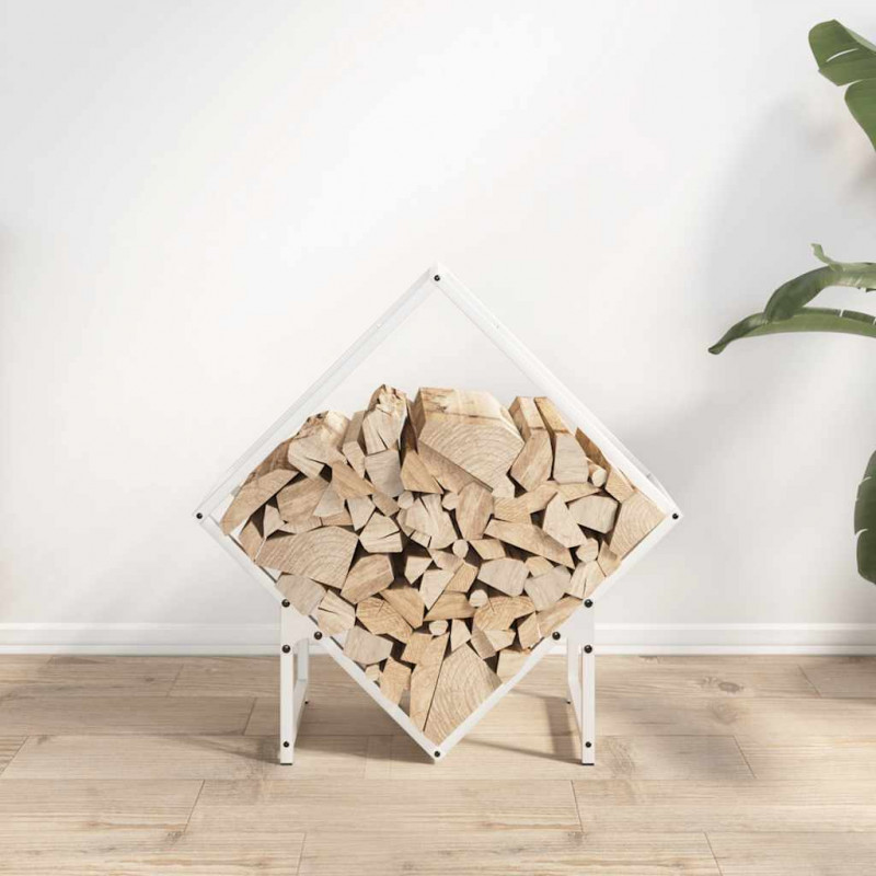 Stojak na drewno opałowe biały 60x25x60 cm