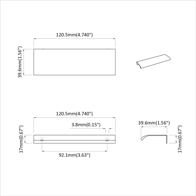 Uchwyt 725 pcs Czarny 120 x 39.6 x 17 mm Aluminium