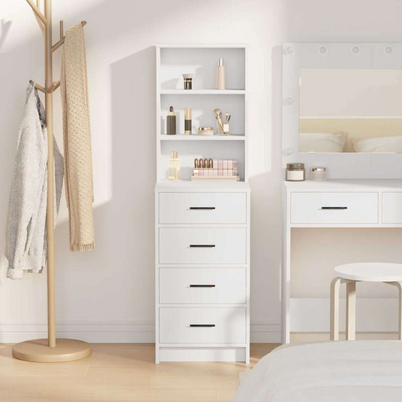 Highboard Biały 40 x 41 x 135 cm Materiał drewnopochodny
