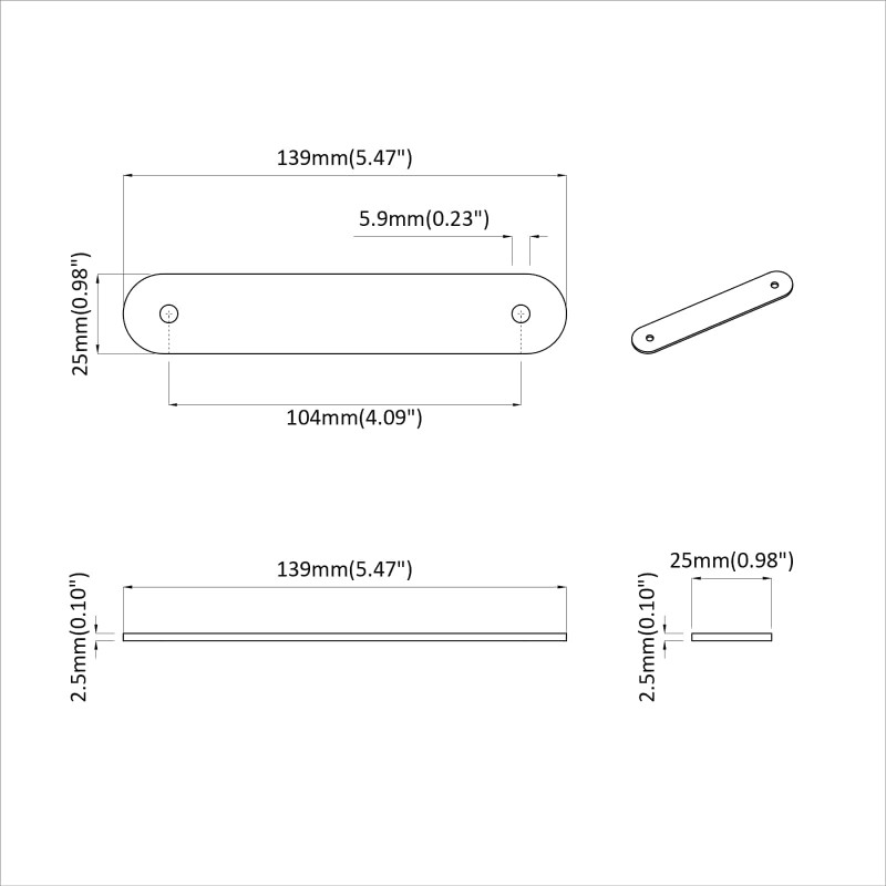 Uchwyty do szafek 2 pcs Brązowy 140 x 25 x 2,3 mm PU