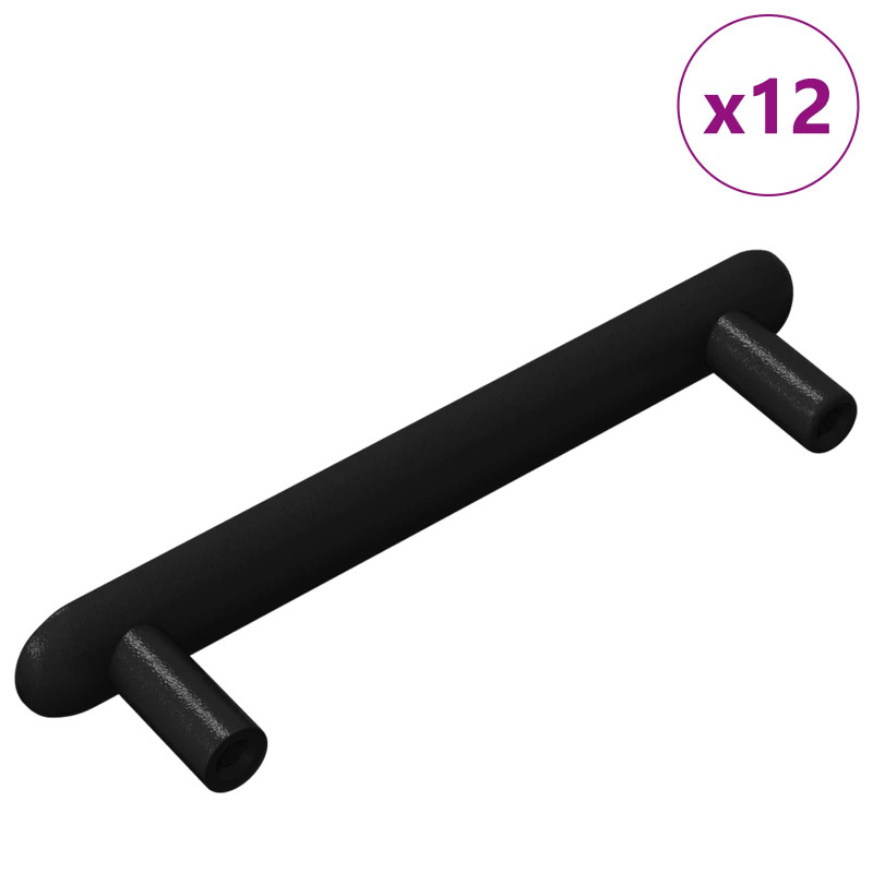 Uchwyt do szafki 12 pcs Czarny 121 x 16.6 x 28.3 mm Żelazo