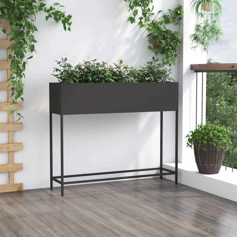 Podwyższona doniczka ogrodowa Czarny 100 x 26 x 82 cm Stal