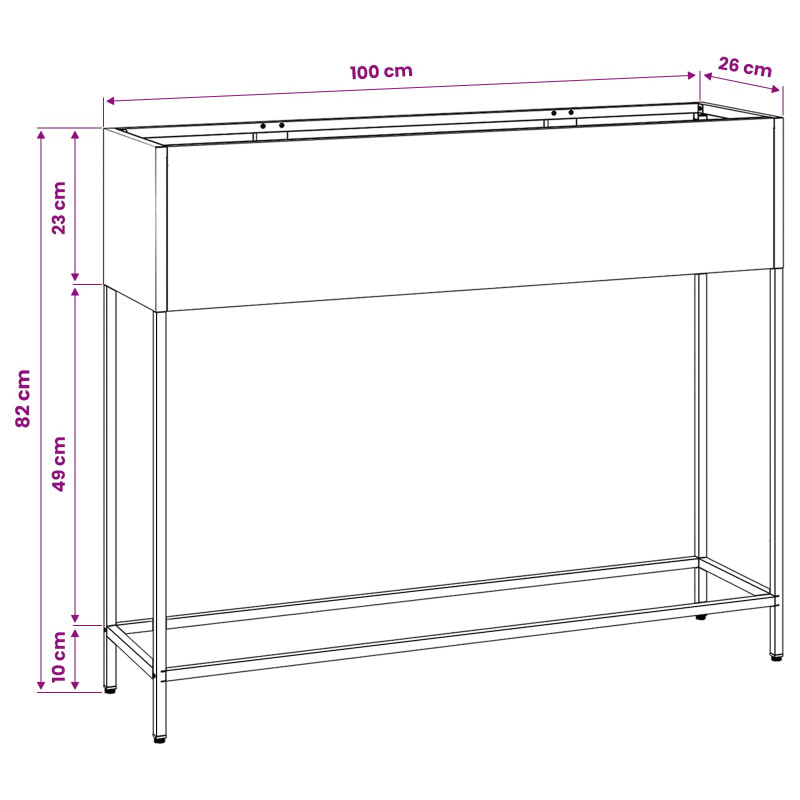 Podwyższona doniczka ogrodowa Czarny 100 x 26 x 82 cm Stal