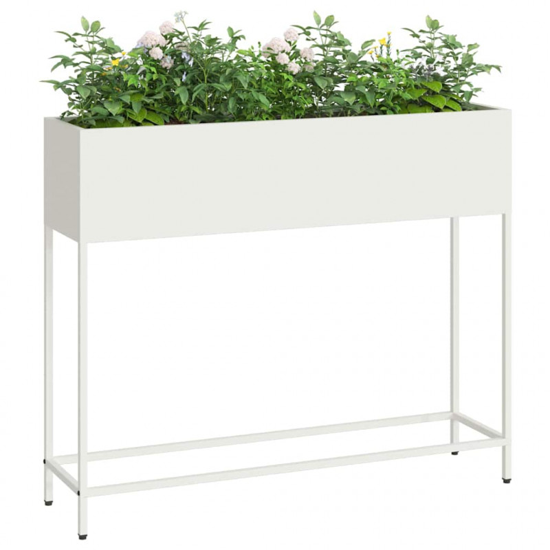 Podwyższona doniczka ogrodowa Biały 100 x 26 x 82 cm Stal