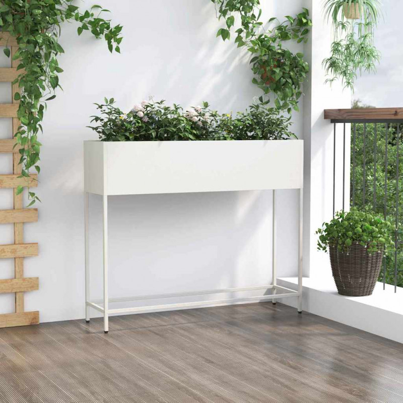 Podwyższona doniczka ogrodowa Biały 100 x 26 x 82 cm Stal