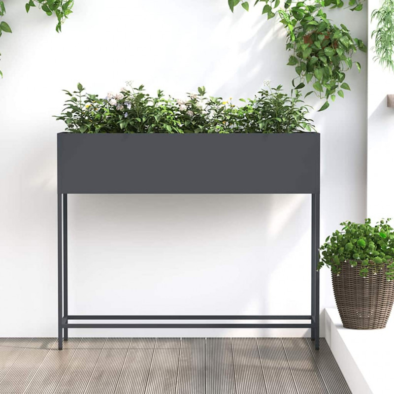 Podwyższona doniczka ogrodowa Antracyt 100 x 26 x 82 cm Stal