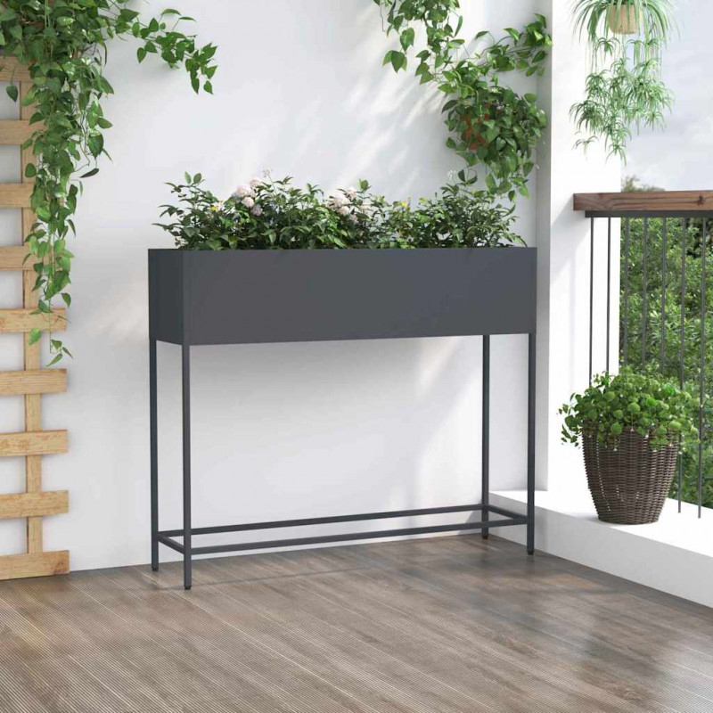 Podwyższona doniczka ogrodowa Antracyt 100 x 26 x 82 cm Stal