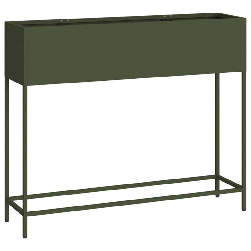 Podwyższona doniczka ogrodowa oliwkowy 100 x 26 x 82 cm Stal