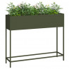 Podwyższona doniczka ogrodowa oliwkowy 100 x 26 x 82 cm Stal