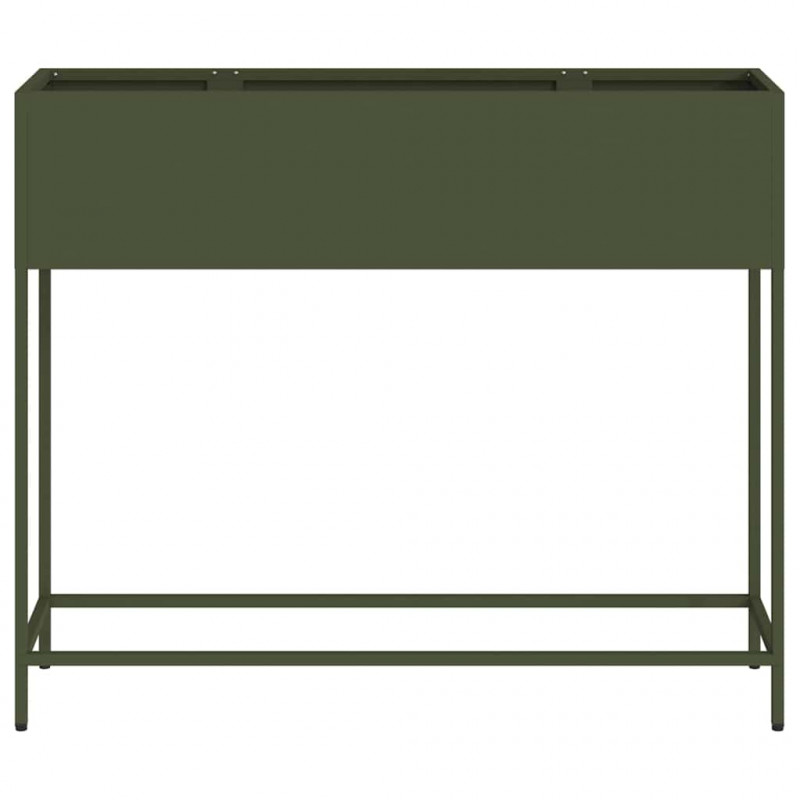 Podwyższona doniczka ogrodowa oliwkowy 100 x 26 x 82 cm Stal
