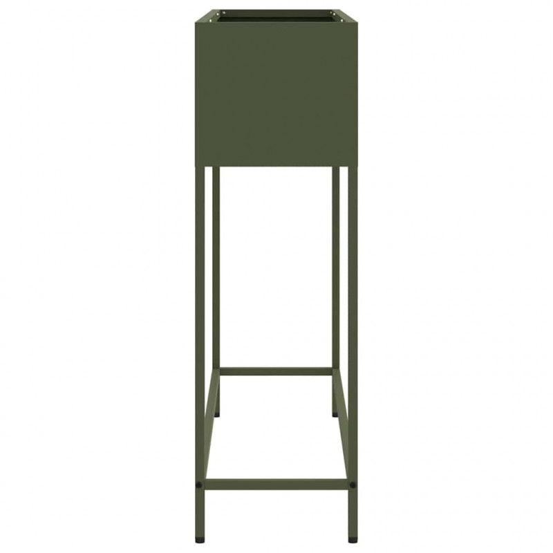 Podwyższona doniczka ogrodowa oliwkowy 100 x 26 x 82 cm Stal