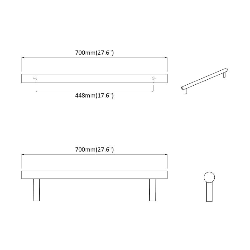 Uchwyt do szafki 2 pcs Srebrny 700mm Stal nierdzewna