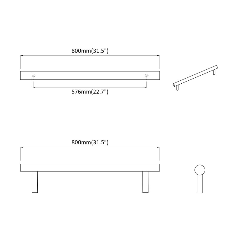Uchwyt do szafki 2 pcs Srebrny 800 mm Stal nierdzewna