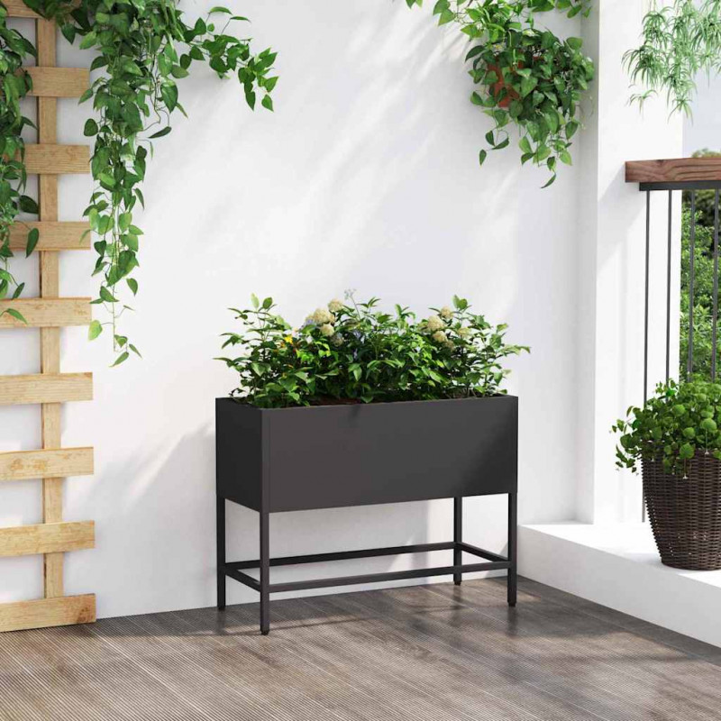 Podwyższona doniczka ogrodowa Czarny 60 x 26 x 45 cm Stal