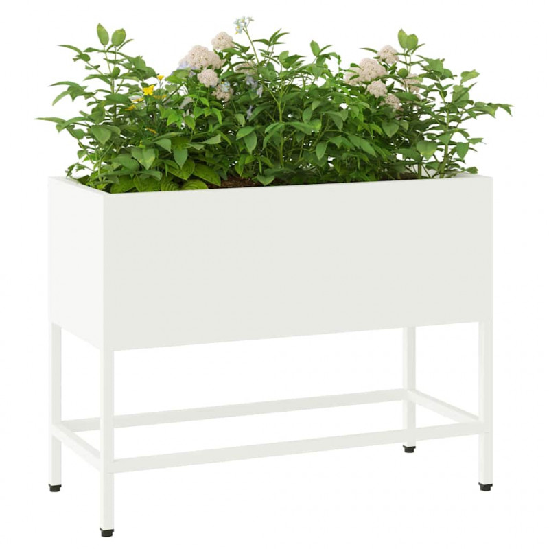 Podwyższona doniczka ogrodowa Biały 60 x 26 x 48 cm Stal