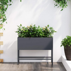 Podwyższona doniczka ogrodowa Antracyt 60 x 26 x 45 cm Stal