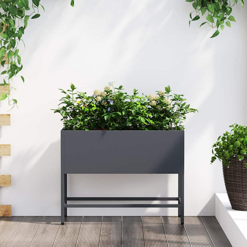 Podwyższona doniczka ogrodowa Antracyt 60 x 26 x 45 cm Stal