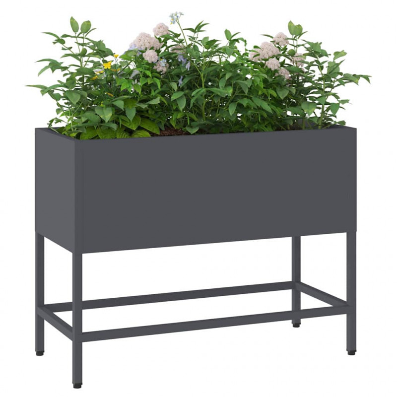 Podwyższona doniczka ogrodowa Antracyt 60 x 26 x 45 cm Stal