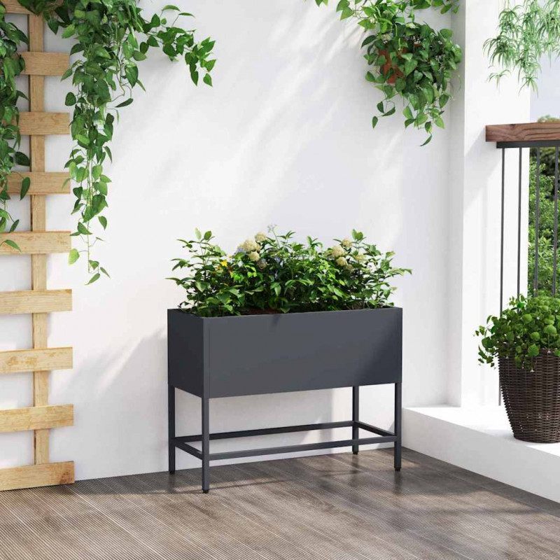Podwyższona doniczka ogrodowa Antracyt 60 x 26 x 45 cm Stal