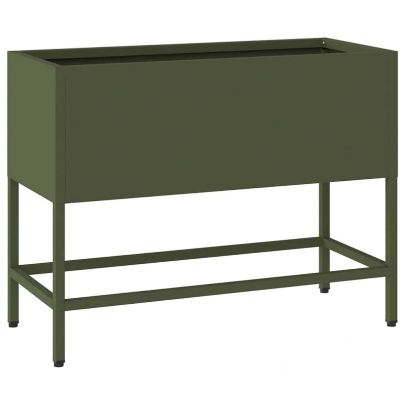 Podwyższona doniczka ogrodowa oliwkowy 60 x 26 x 45 cm Stal
