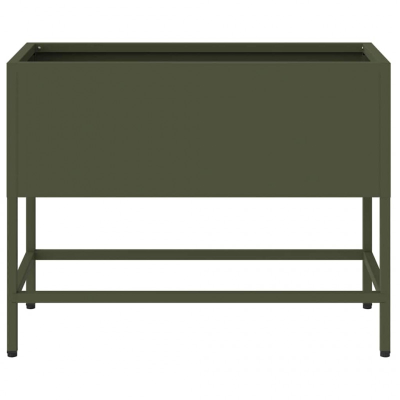Podwyższona doniczka ogrodowa oliwkowy 60 x 26 x 45 cm Stal