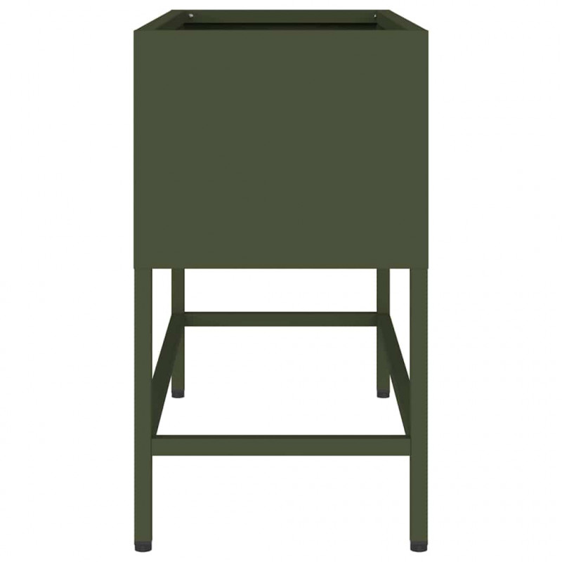 Podwyższona doniczka ogrodowa oliwkowy 60 x 26 x 45 cm Stal