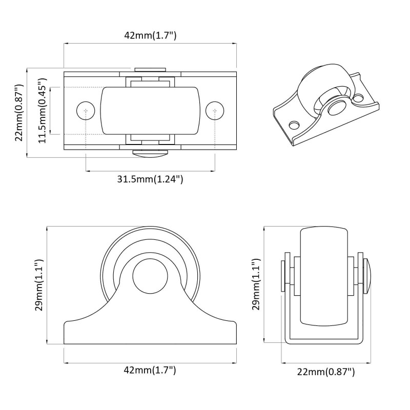 Wózek 12 pcs Biały 42 x 11,5 x 29 mm Żelazo