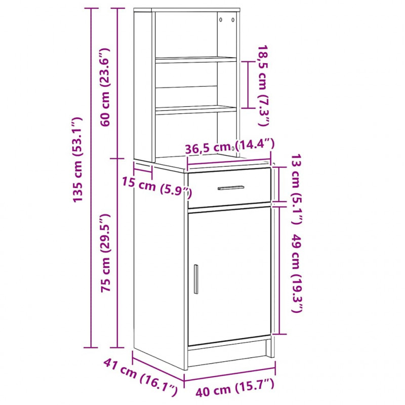 Highboard Biały 40 x 40,5 x 135 cm Materiał drewnopochodny