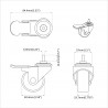 Kółka 2 pcs Czarny M6 x 37 mm Żelazo i nylon