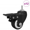 Kółka 12 pcs Czarny M6 x 37 mm Żelazo i nylon
