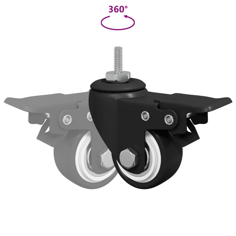 Kółka 12 pcs Czarny M6 x 37 mm Żelazo i nylon