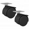 Wózek 2 pcs Czarny 39,5 x 39,5 x 37,8 mm Żelazo i polipropylen