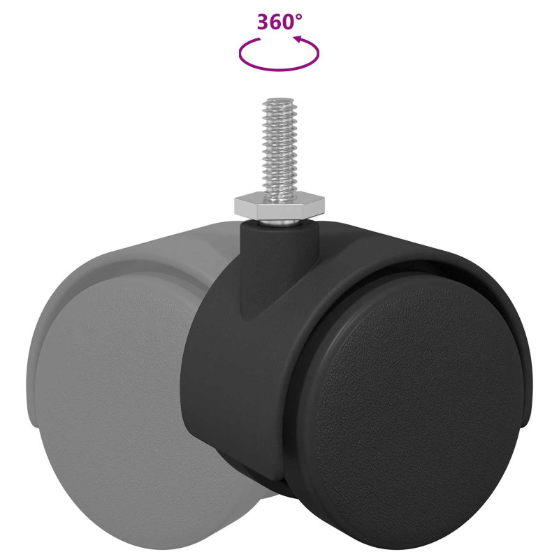 Wózek 2 pcs Czarny i Srebrny 40,1 x 40,1 x 37,8 mm Żelazo i PP