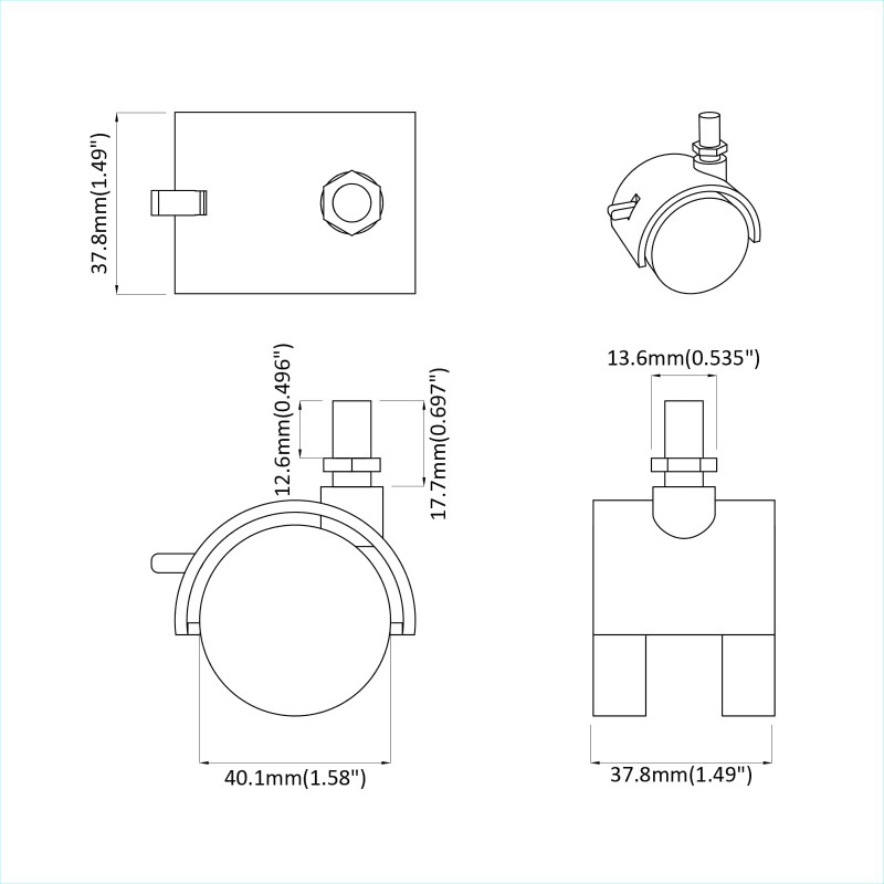 Wózek 12 pcs Czarny i Srebrny 40,1 x 40,1 x 37,8 mm Żelazo i PP
