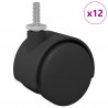 Kółka 12 pcs Czarny 40,1 x 37,8 mm PP i żelazo