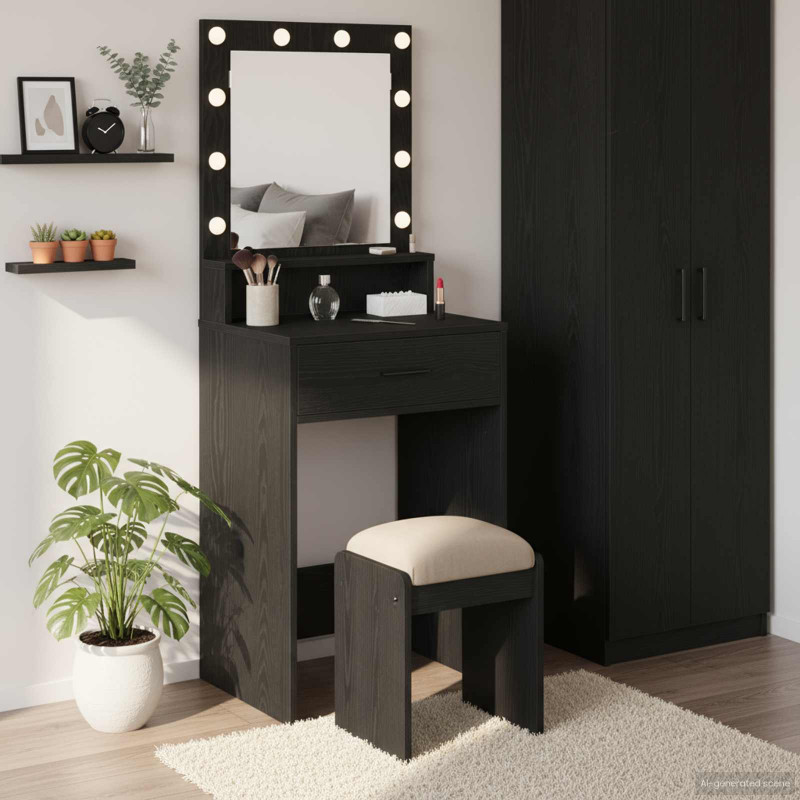 Toaletka Czarny Dąb 50 x 41 x 135 cm Materiał drewnopochodny