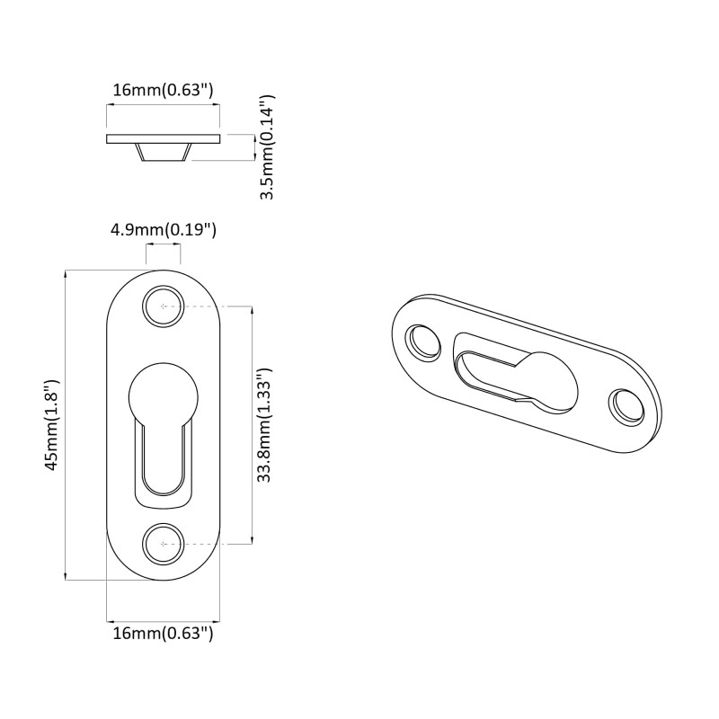 Wieszak na otwór 3673 pcs Srebrny 45 x 16 x 3.5 mm Żelazo