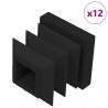 Zaślepki Końcowe 12 pcs Czarny 15 x 15 x 15 mm PP