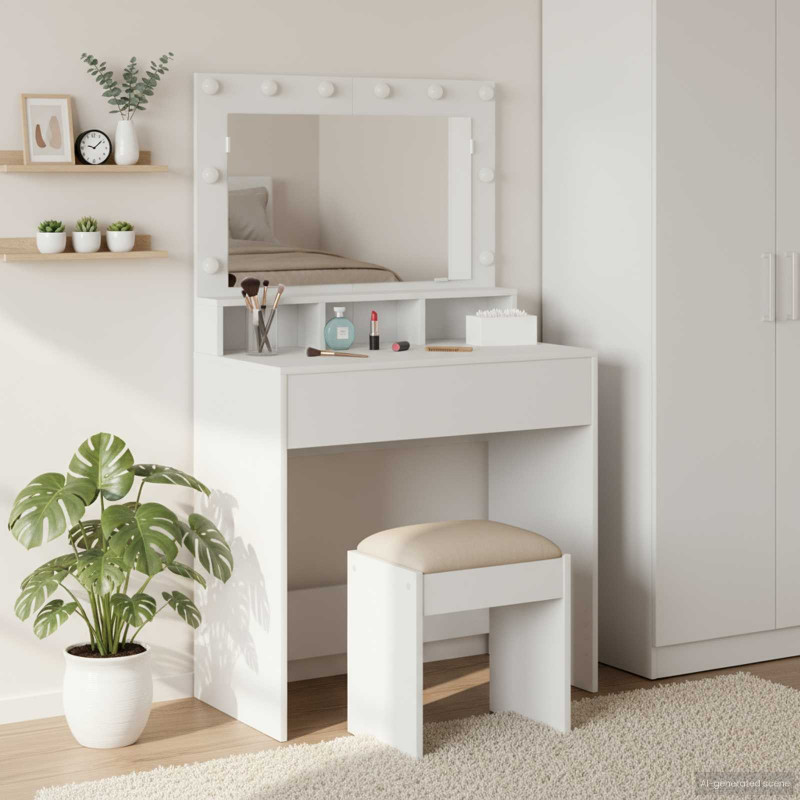 Toaletka Biały 75,5 x 41 x 135 cm Materiał drewnopochodny