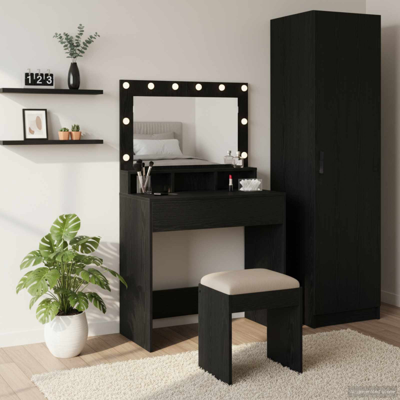 Toaletka Czarny Dąb 75,5 x 41 x 135 cm Materiał drewnopochodny