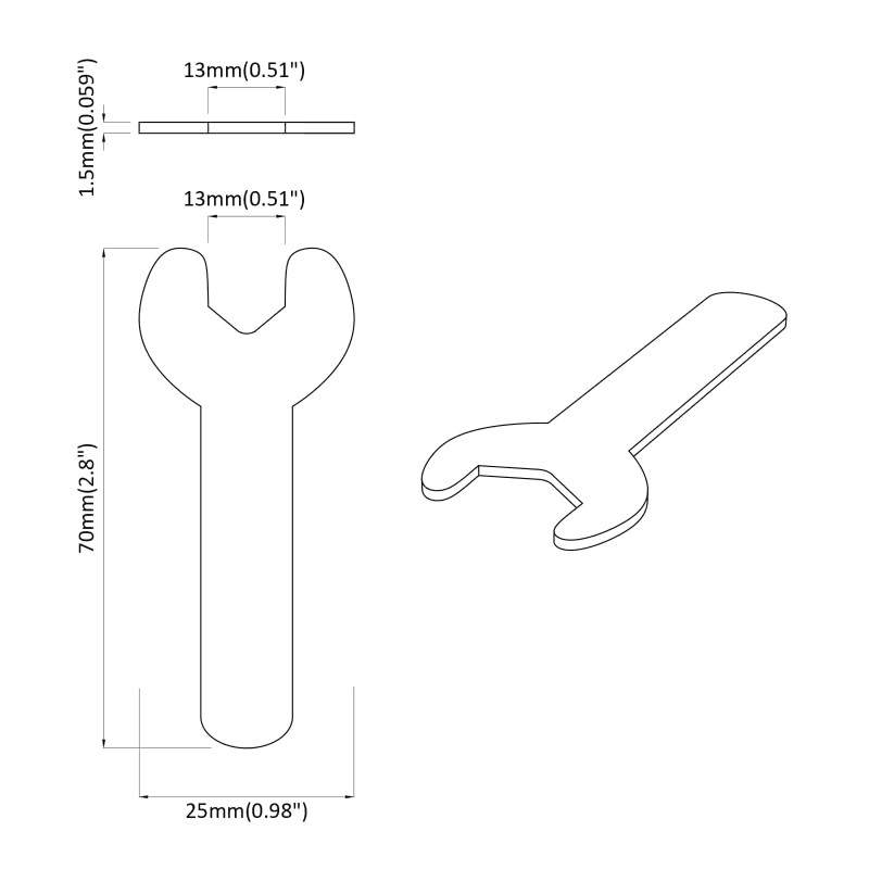 Spanner 2 pcs Srebrny 13 mm Żelazo