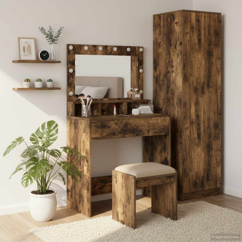Toaletka Dąb wędzony 75,5 x 41 x 135 cm Materiał drewnopochodny