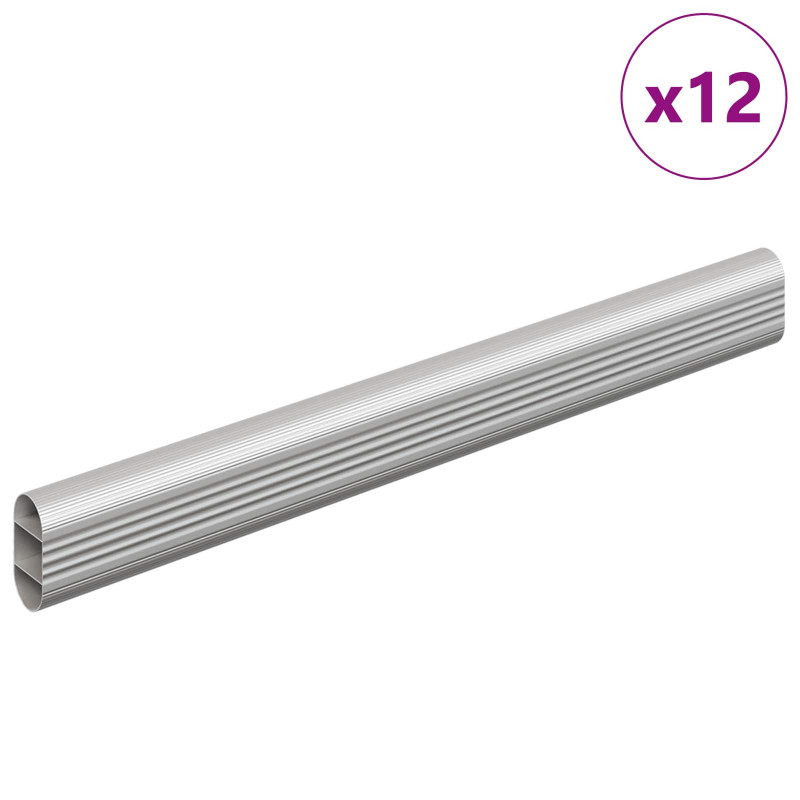Drążek do szafy 12 pcs Srebrny 764 x 15 x 29 mm Stop Aluminium