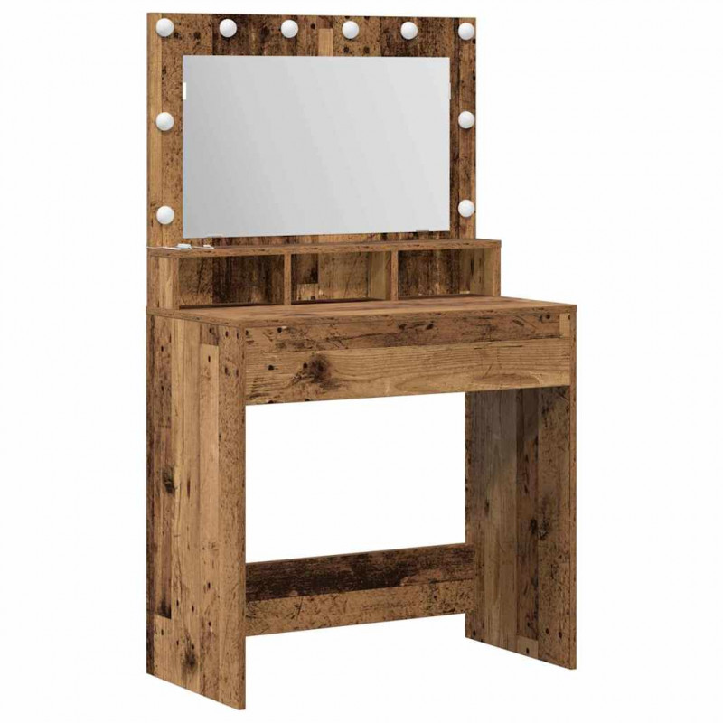 Toaletka z półką Z lustrem Stare drewno 75,5 x 41 x 135 cm