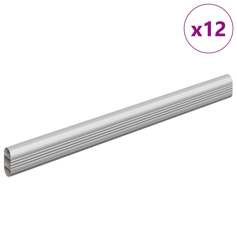 Drążek do szafy 12 pcs Srebrny 764 x 15 x 29 mm Stop Aluminium