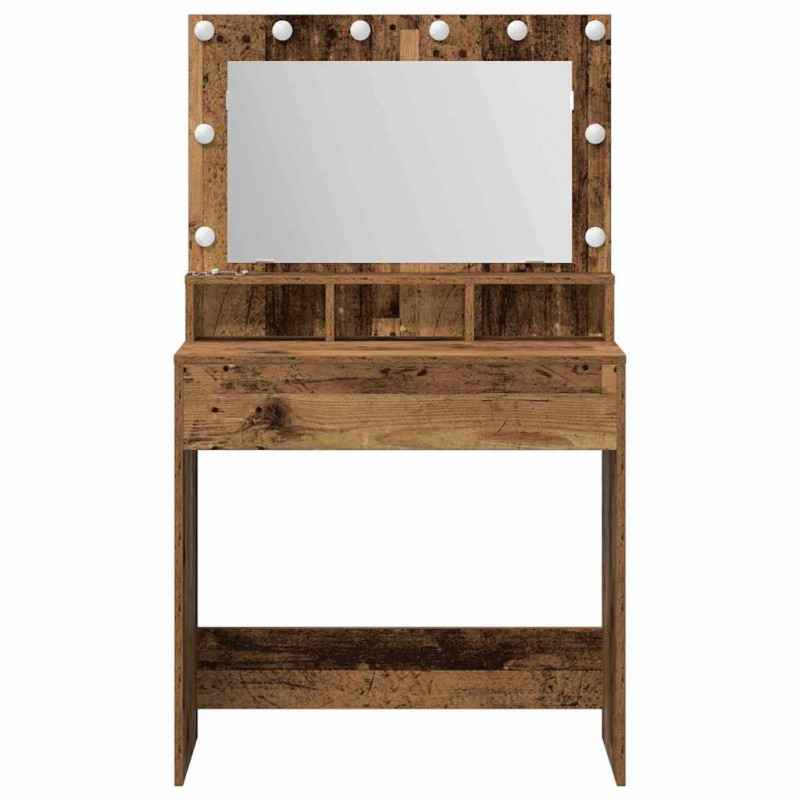Toaletka z półką Z lustrem Stare drewno 75,5 x 41 x 135 cm