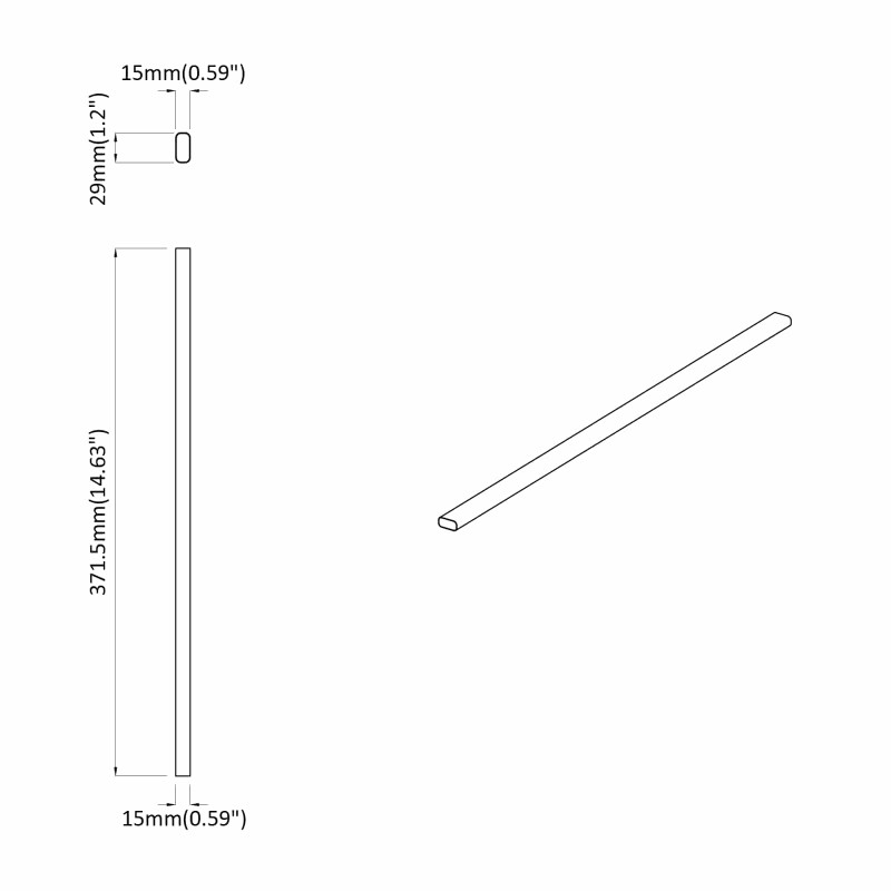 Drążek do szafy 2 pcs Srebrny 764 x 15 x 29 mm Stop Aluminium